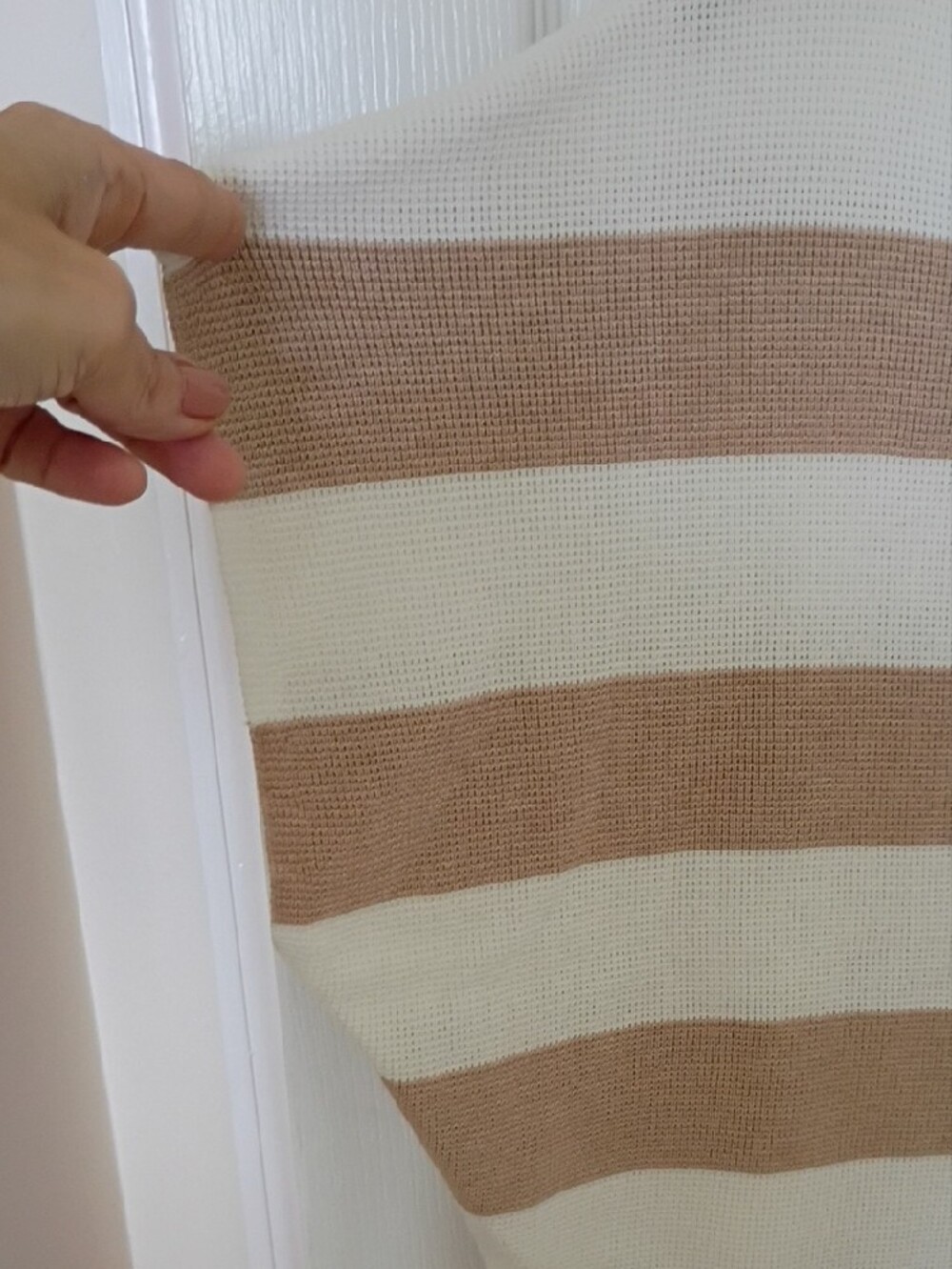 Cyrus Striped Knit Top - Cream & Tan, M - Picture 2 of 6